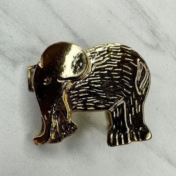 Vintage Elephant Gold Tone Belt Buckle Piece - Picture 8 of 8